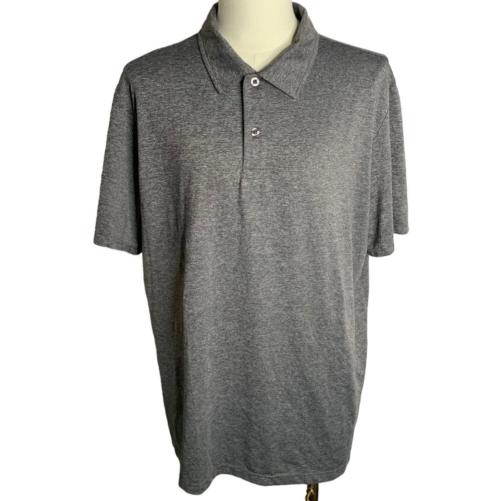32 Degrees COOL Athletic Polo Shirt XXL Marled Grey Short Sleeves Collar Buttons
